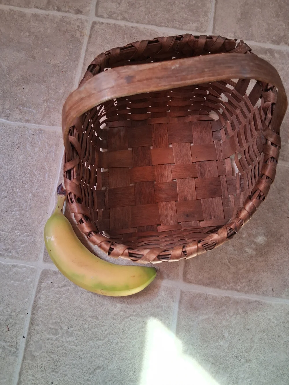 Vintage Handwoven Basket with Handle